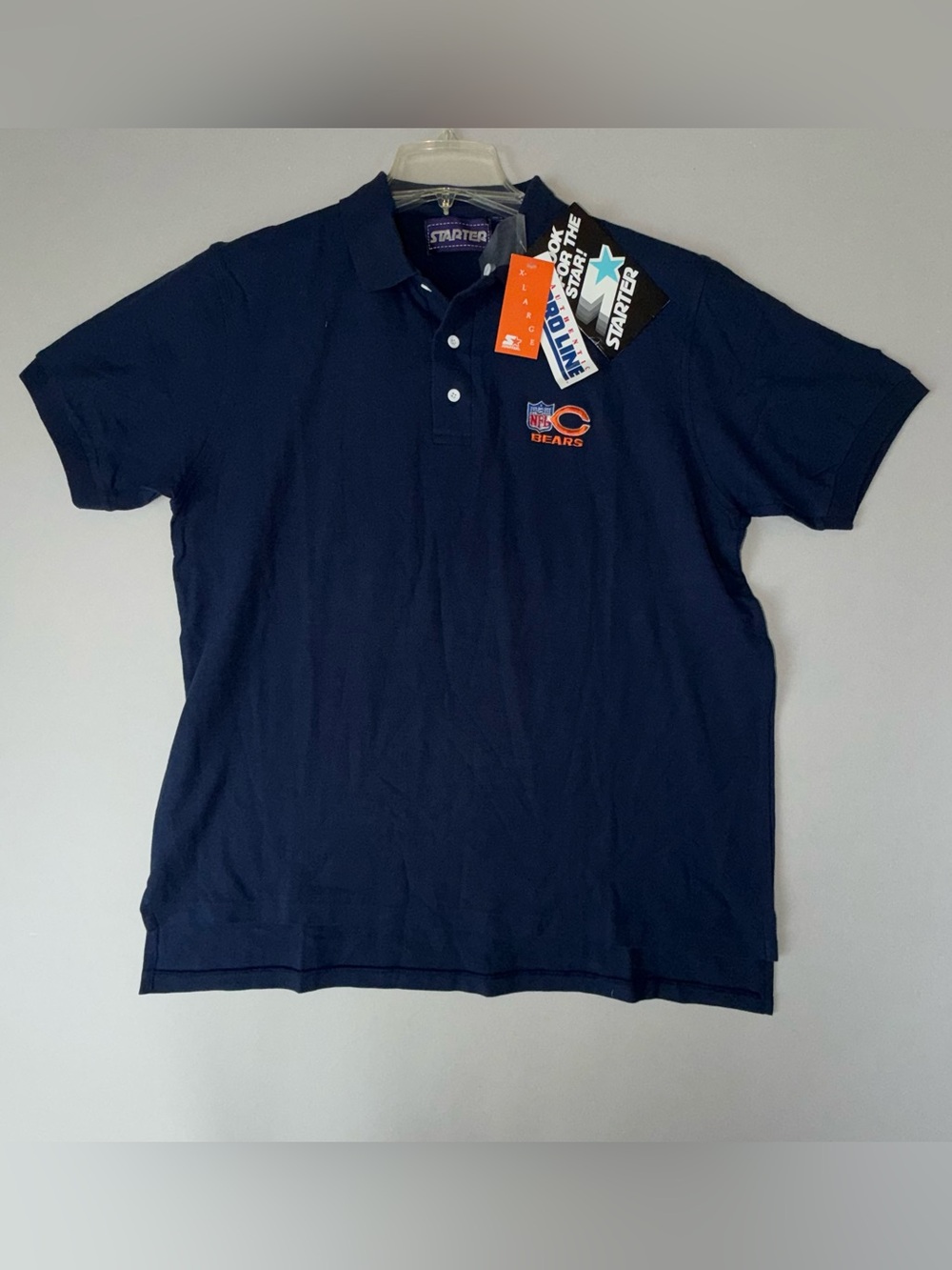 Title 159: Starter Chicago Bears NFL Polo Shirt Navy Blue NWT XL